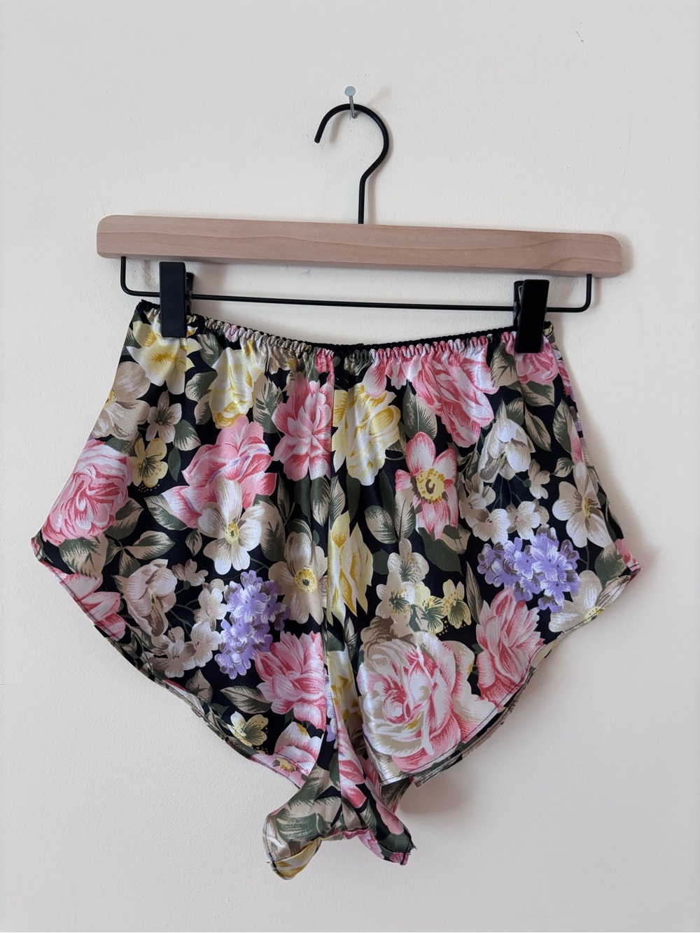 Victoria's Secret Black Floral Satin Pajama Shorts